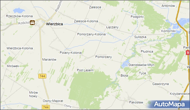 mapa Pomorzany gmina Wierzbica, Pomorzany gmina Wierzbica na mapie Targeo