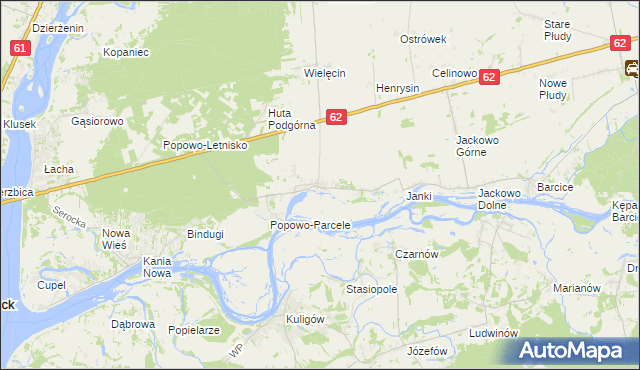 mapa Popowo Kościelne gmina Somianka, Popowo Kościelne gmina Somianka na mapie Targeo
