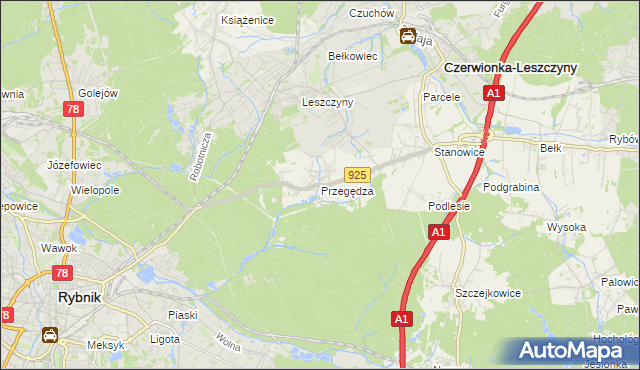 mapa Przegędza, Przegędza na mapie Targeo