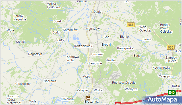 mapa Pustków gmina Dębica, Pustków gmina Dębica na mapie Targeo