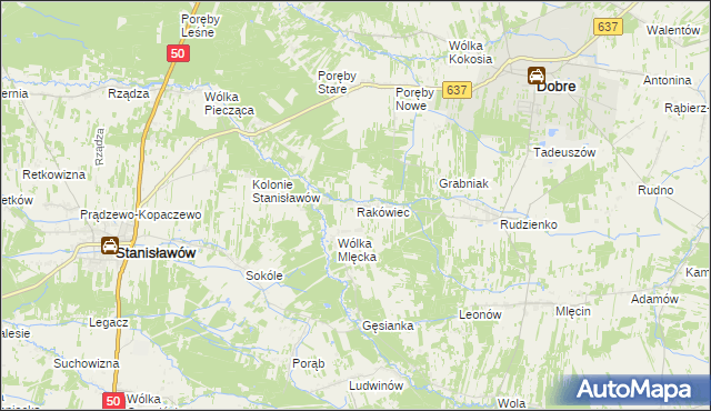mapa Rakówiec, Rakówiec na mapie Targeo