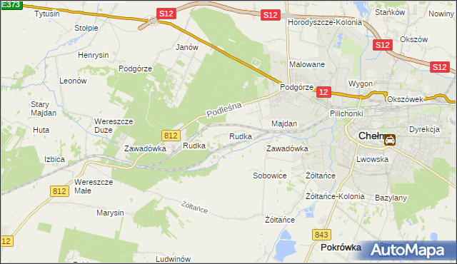 mapa Rudka gmina Chełm, Rudka gmina Chełm na mapie Targeo