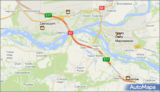 mapa Sady gmina Czosnów, Sady gmina Czosnów na mapie Targeo
