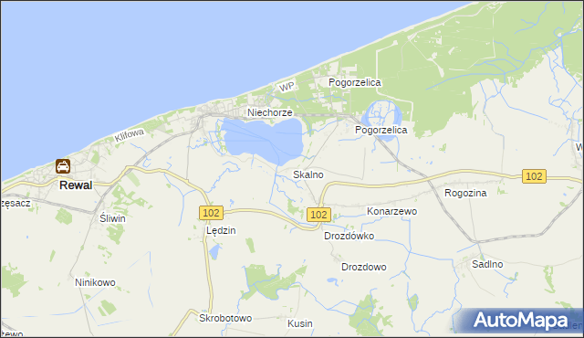 mapa Skalno gmina Karnice, Skalno gmina Karnice na mapie Targeo