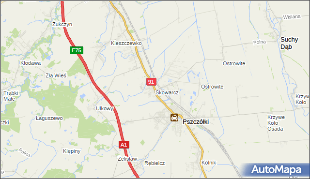 mapa Skowarcz, Skowarcz na mapie Targeo