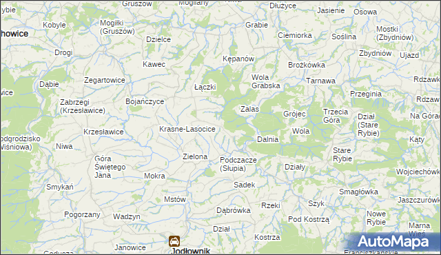 mapa Słupia gmina Jodłownik, Słupia gmina Jodłownik na mapie Targeo