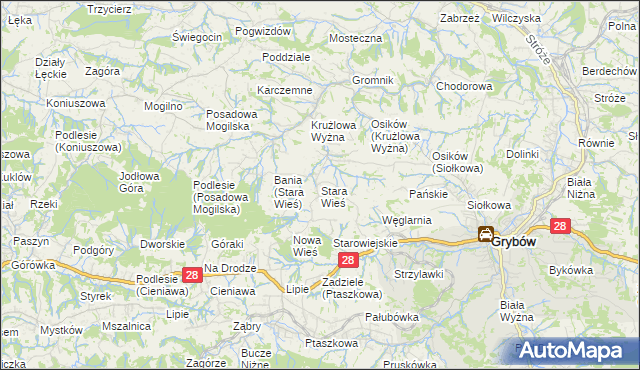 mapa Stara Wieś gmina Grybów, Stara Wieś gmina Grybów na mapie Targeo