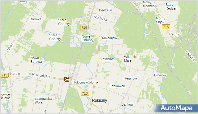 mapa Stefanów gmina Rokiciny, Stefanów gmina Rokiciny na mapie Targeo