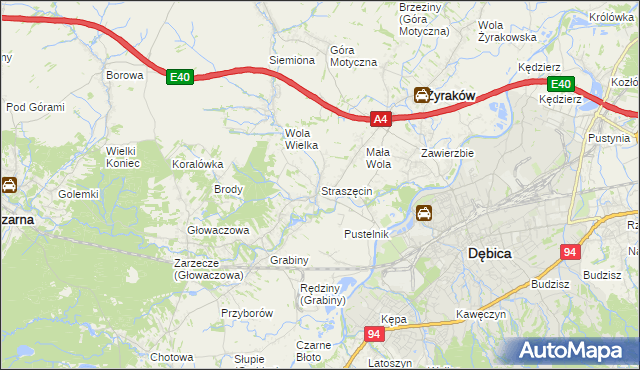 mapa Straszęcin, Straszęcin na mapie Targeo