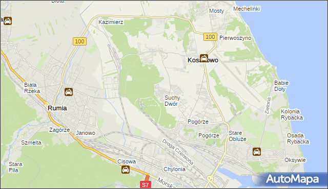 mapa Suchy Dwór gmina Kosakowo, Suchy Dwór gmina Kosakowo na mapie Targeo