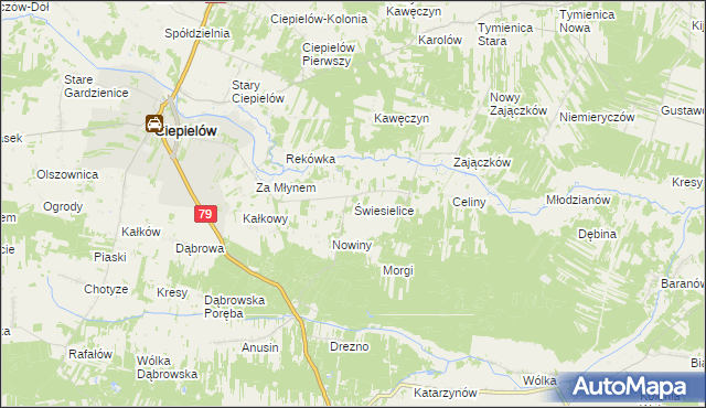 mapa Świesielice, Świesielice na mapie Targeo