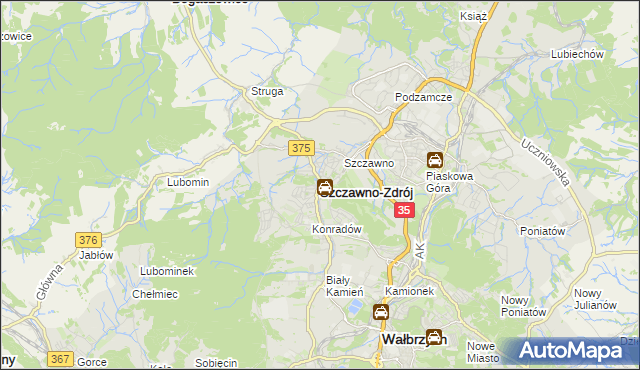mapa Szczawno-Zdrój, Szczawno-Zdrój na mapie Targeo