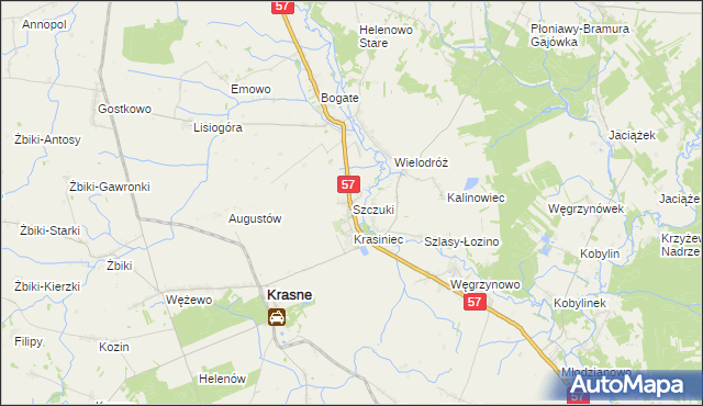 mapa Szczuki gmina Płoniawy-Bramura, Szczuki gmina Płoniawy-Bramura na mapie Targeo