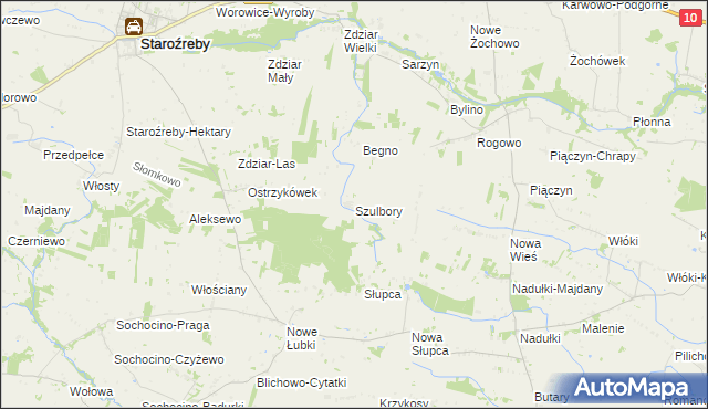 mapa Szulbory, Szulbory na mapie Targeo