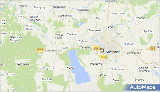 mapa Teresewo, Teresewo na mapie Targeo
