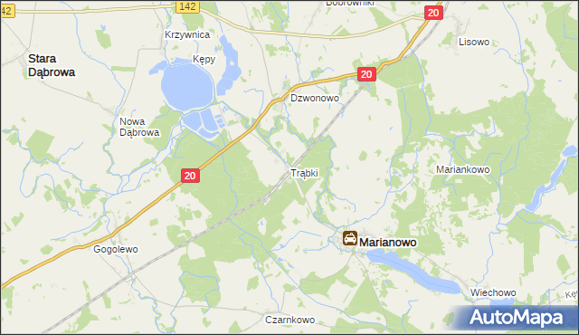 mapa Trąbki gmina Marianowo, Trąbki gmina Marianowo na mapie Targeo