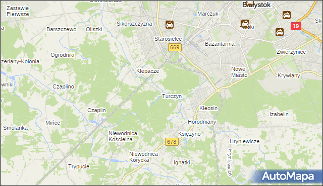 mapa Turczyn gmina Choroszcz, Turczyn gmina Choroszcz na mapie Targeo
