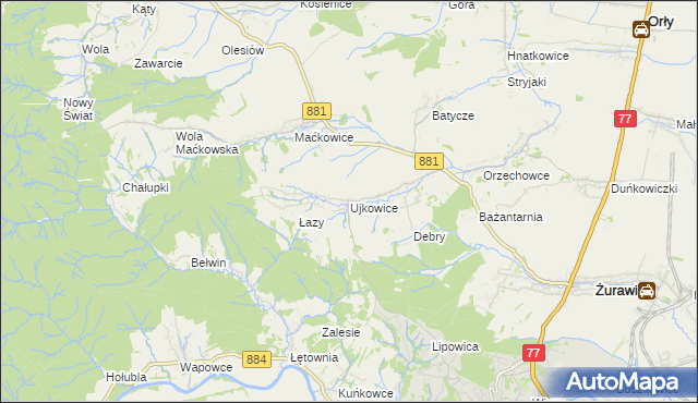 mapa Ujkowice, Ujkowice na mapie Targeo