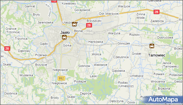 mapa Wolica gmina Jasło, Wolica gmina Jasło na mapie Targeo