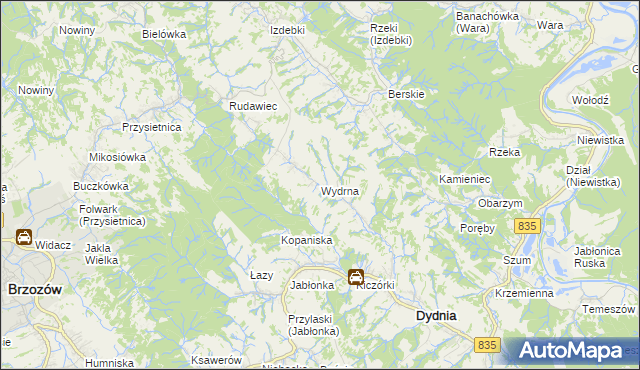 mapa Wydrna, Wydrna na mapie Targeo