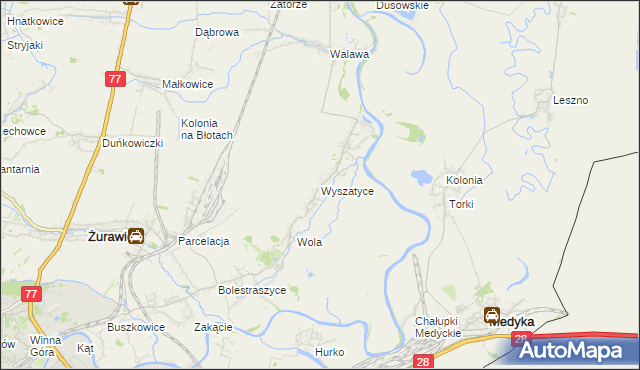 mapa Wyszatyce, Wyszatyce na mapie Targeo