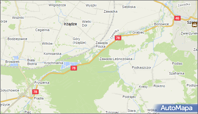 mapa Zawada-Leśniczówka, Zawada-Leśniczówka na mapie Targeo