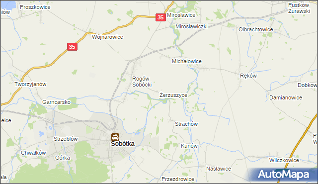 mapa Żerzuszyce, Żerzuszyce na mapie Targeo