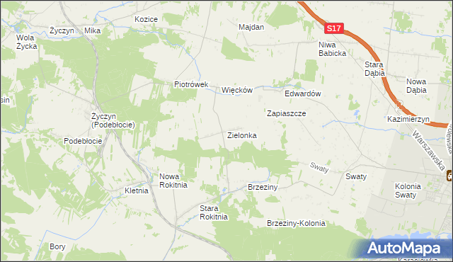 mapa Zielonka gmina Stężyca, Zielonka gmina Stężyca na mapie Targeo