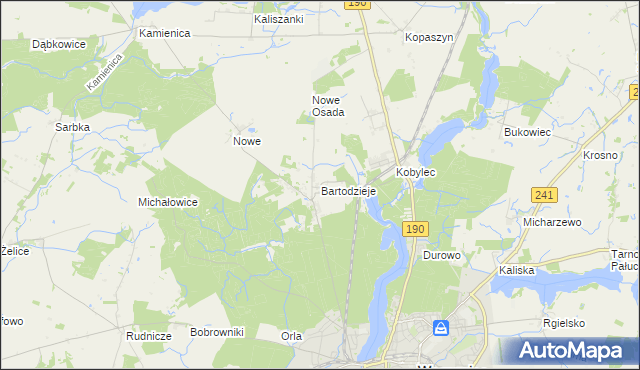 mapa Bartodzieje gmina Wągrowiec, Bartodzieje gmina Wągrowiec na mapie Targeo