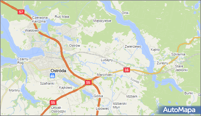 mapa Lubajny, Lubajny na mapie Targeo