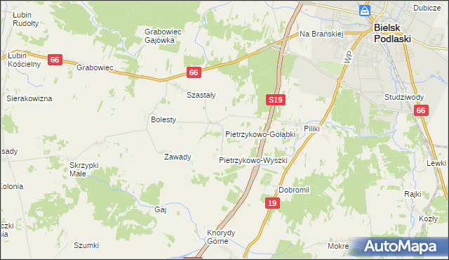 mapa Pietrzykowo-Gołąbki, Pietrzykowo-Gołąbki na mapie Targeo