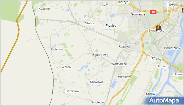 mapa Będargowo gmina Kołbaskowo, Będargowo gmina Kołbaskowo na mapie Targeo