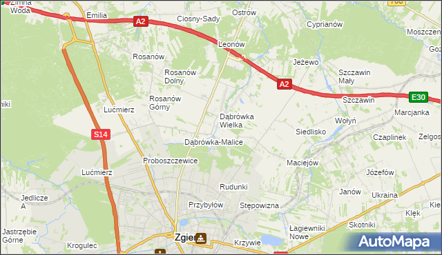 mapa Dąbrówka-Sowice, Dąbrówka-Sowice na mapie Targeo
