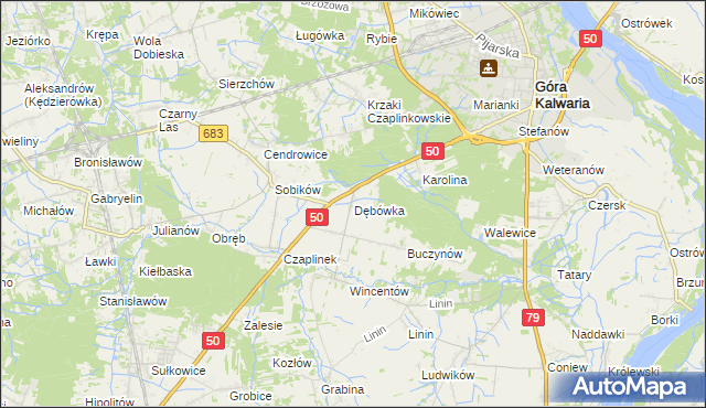 mapa Dębówka gmina Góra Kalwaria, Dębówka gmina Góra Kalwaria na mapie Targeo