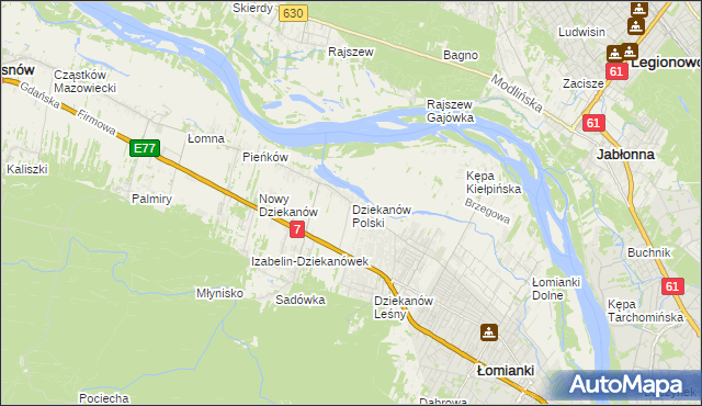 mapa Dziekanów Polski, Dziekanów Polski na mapie Targeo