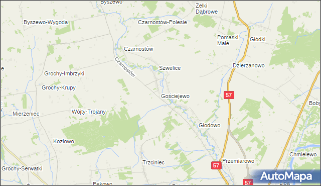 mapa Gościejewo gmina Karniewo, Gościejewo gmina Karniewo na mapie Targeo