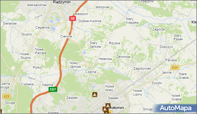 mapa Helenów gmina Wołomin, Helenów gmina Wołomin na mapie Targeo