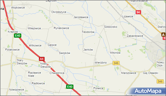 mapa Janków gmina Domaniów, Janków gmina Domaniów na mapie Targeo