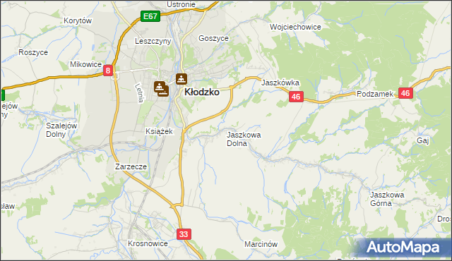 mapa Jaszkowa Dolna, Jaszkowa Dolna na mapie Targeo