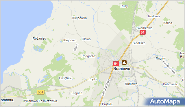 mapa Józefowo gmina Braniewo, Józefowo gmina Braniewo na mapie Targeo
