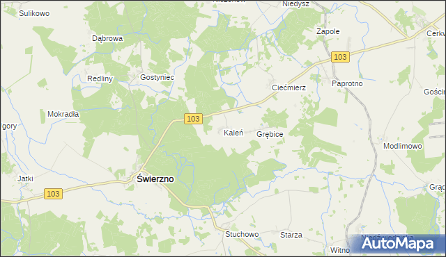 mapa Kaleń gmina Świerzno, Kaleń gmina Świerzno na mapie Targeo