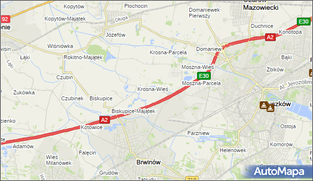 mapa Koszajec gmina Brwinów, Koszajec gmina Brwinów na mapie Targeo
