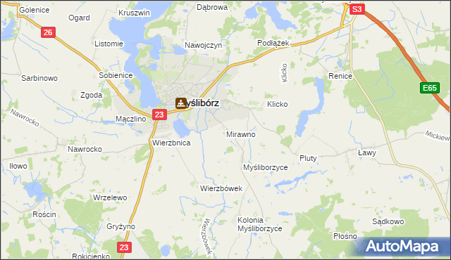 mapa Mirawno, Mirawno na mapie Targeo