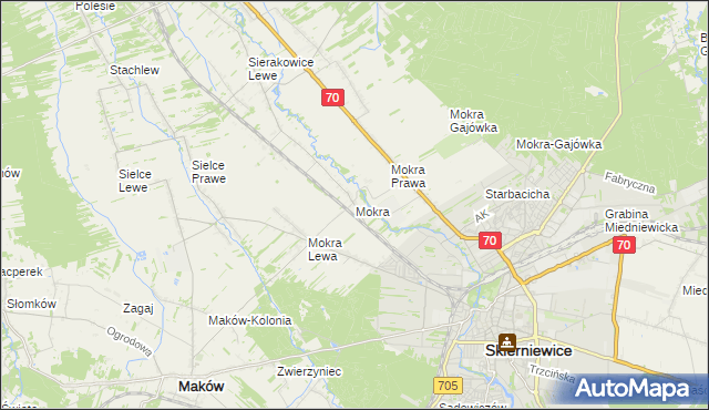 mapa Mokra gmina Skierniewice, Mokra gmina Skierniewice na mapie Targeo