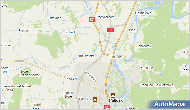 mapa Olszak gmina Pułtusk, Olszak gmina Pułtusk na mapie Targeo