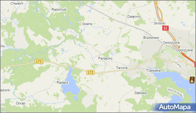 mapa Parsęcko, Parsęcko na mapie Targeo