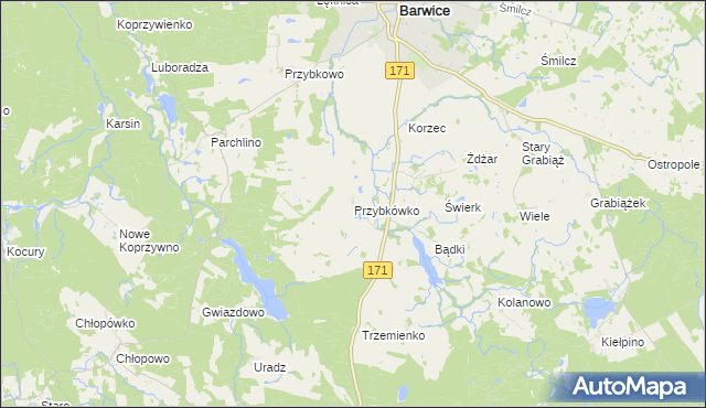 mapa Przybkówko, Przybkówko na mapie Targeo