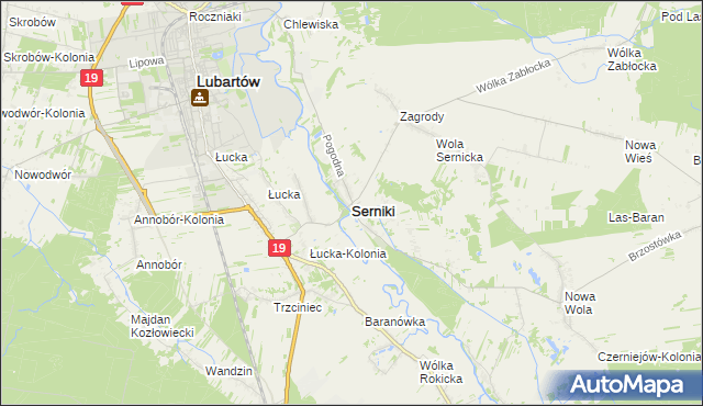 mapa Serniki, Serniki na mapie Targeo