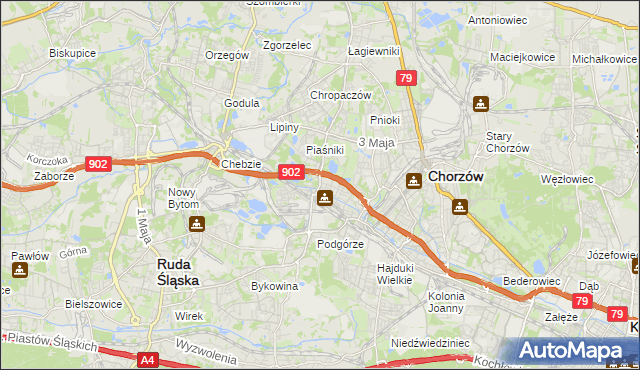 mapa Świętochłowice, Świętochłowice na mapie Targeo