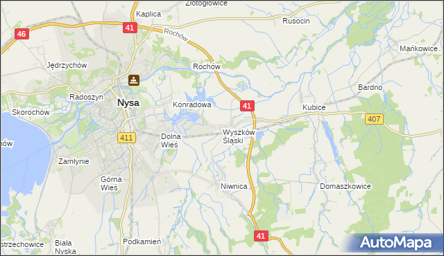 mapa Wyszków Śląski, Wyszków Śląski na mapie Targeo